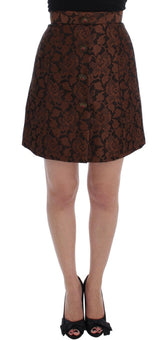 Dolce & Gabbana Brown Floral Brocade Mini Bubble Skirt -   -  Dolce & Gabbana.